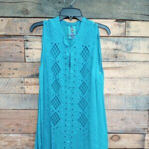 Johnny Was Cupra  Rayon Sleeveless  Swim Cover up Dress Large